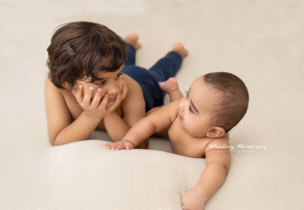 Sibling boys photoshoot in the studio