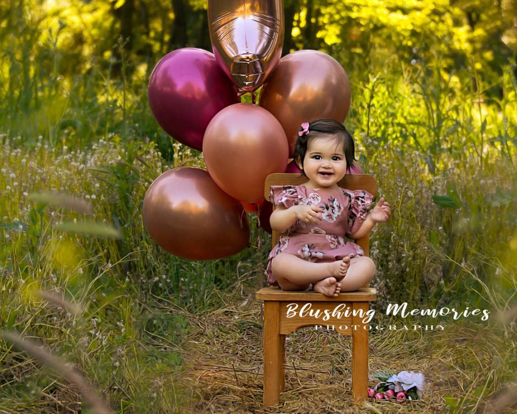 one year milestone portrait photo session for a girl