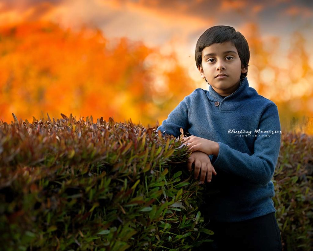 Boy portrait during the Fall sunset