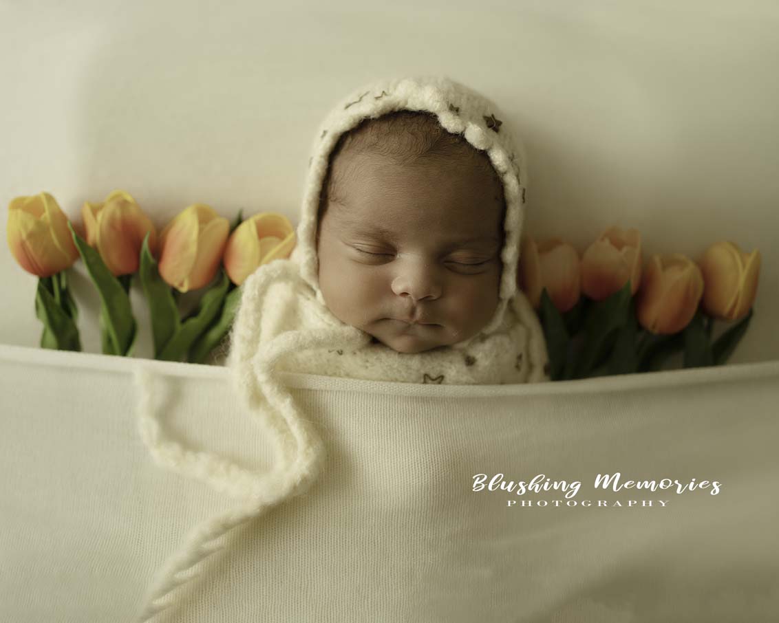 baby girl photoshoot with flowers