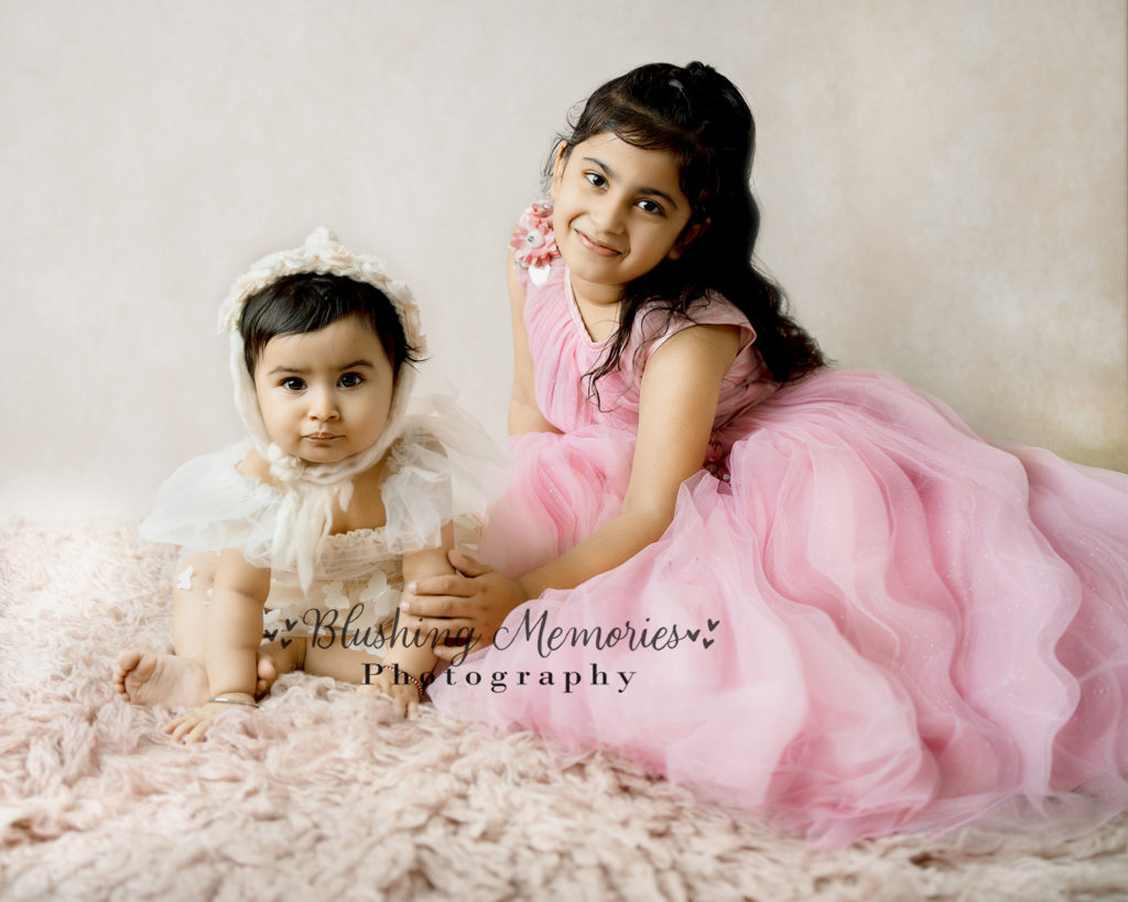 sister portrait photo session in Eldorado hills studio of Blushing Memories