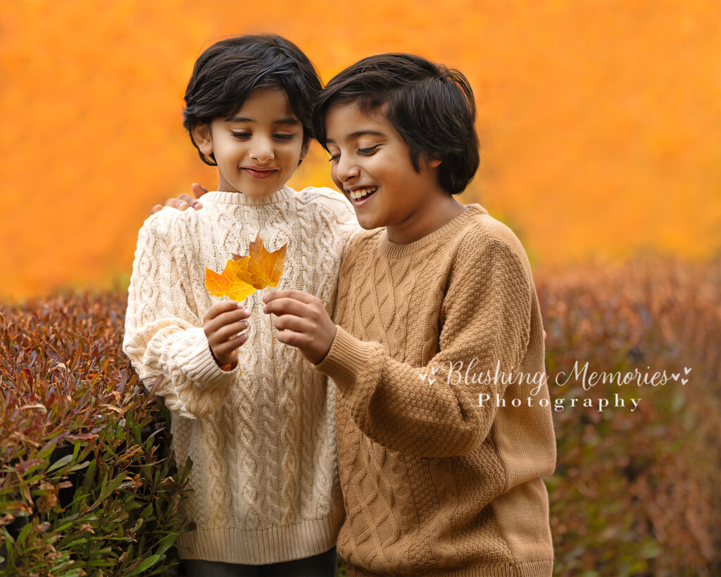 fall portrait of two brothers