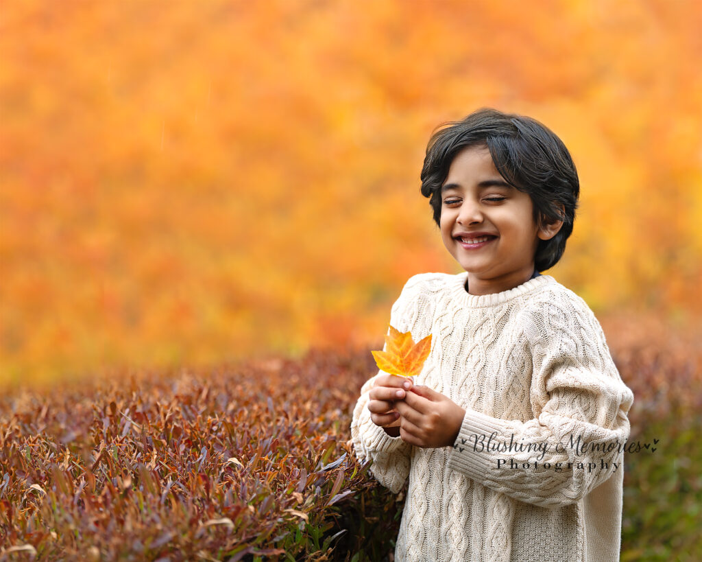 fall photo portrait of a boy