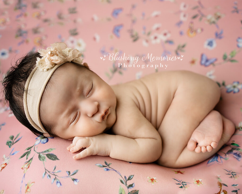newborn girl photos ession in Blushing memories Studio, Eldorado hills, CA