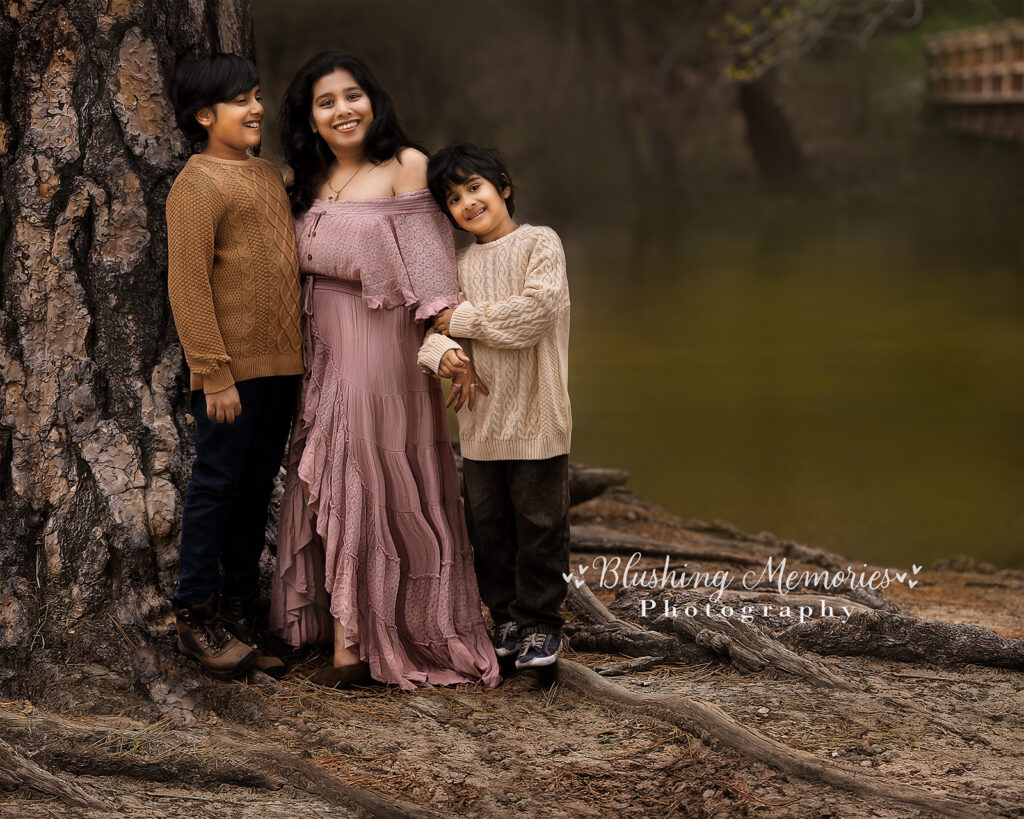 family portrait session of mother and sons taken in Yosemite National Park