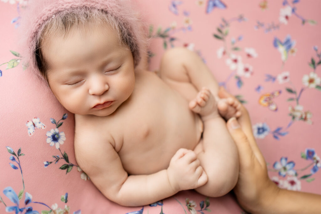 Newborn baby girl portrait in El Dorado Hills photography studio